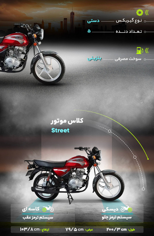 موتورسیکلت طرح باکسر هانی BM200 صفر مدل 1404